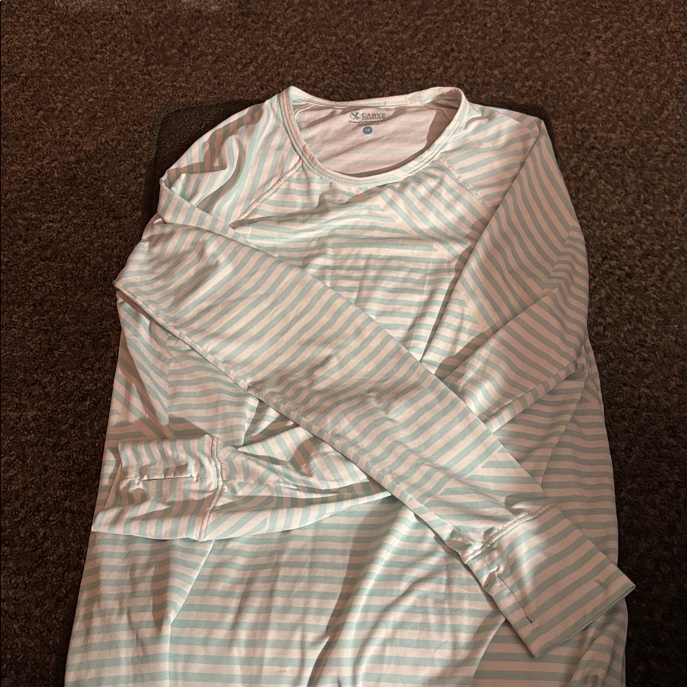 Carve Designs Aqua and White Striped Top